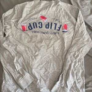 Vineyard Vines Gray Flip Cup Long Sleeve Tee